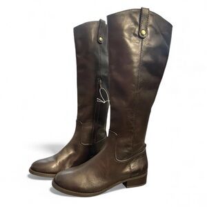 NEW! INC International Concepts Fawne Leather Knee High Riding Boots Brown 6.5 M